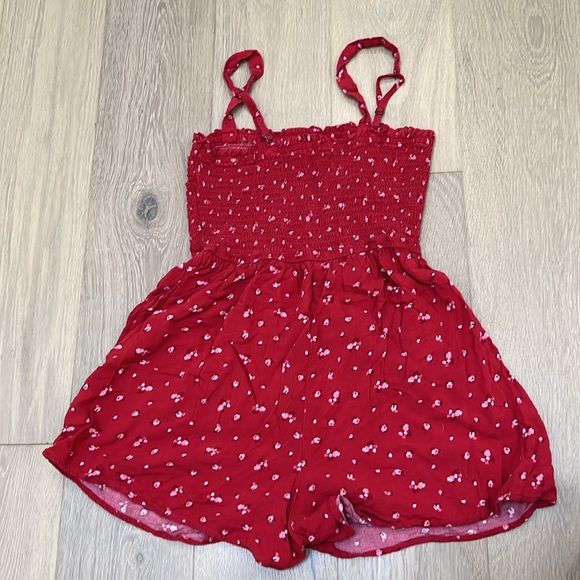 Hollister Smocked Red Floral Romper Dress - Picture 7 of 7